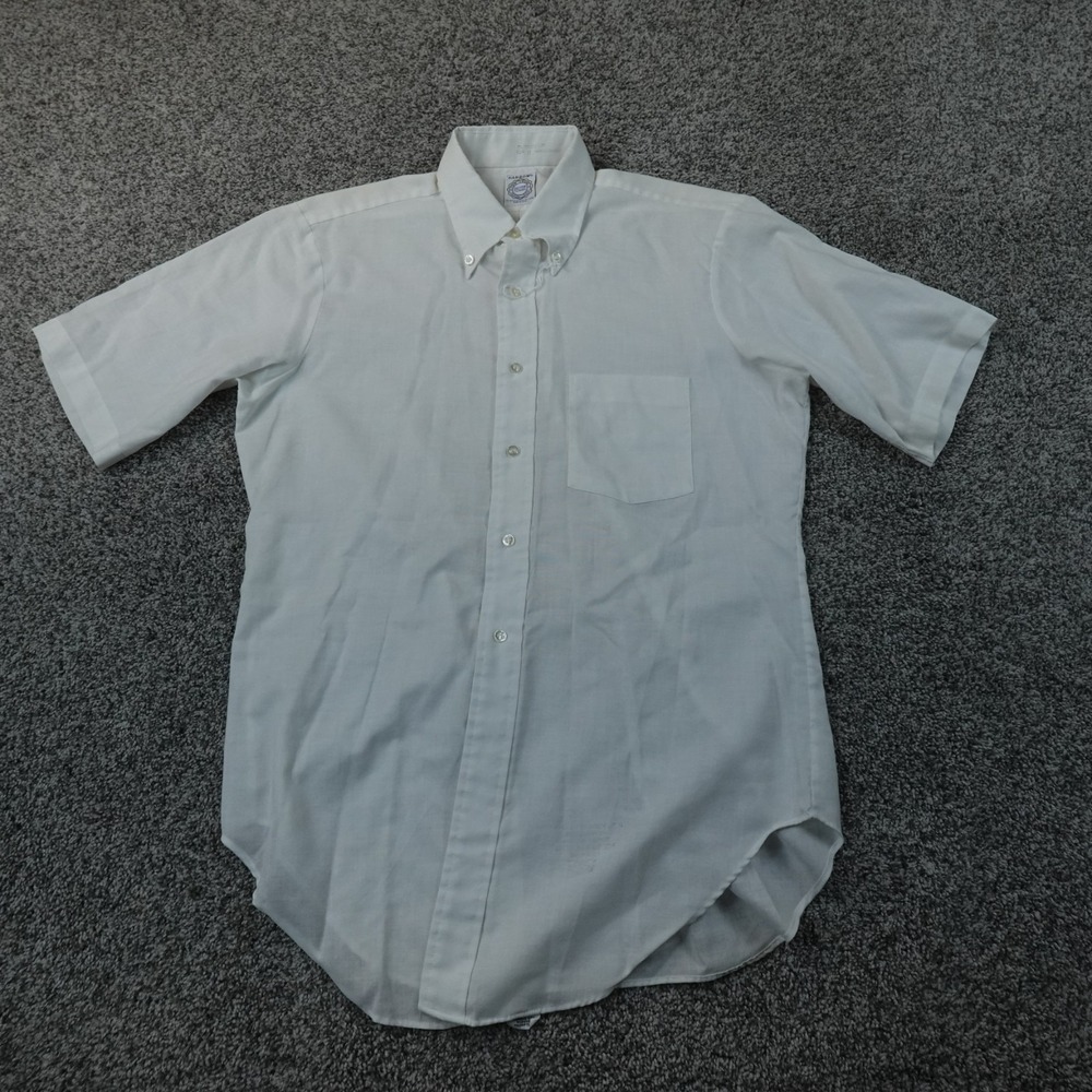 VTG Arrow Shirt Mens S 15 White Decton Sanforized Button Down Retro USA 60s 70s